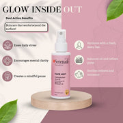Serenade Calmplexion Face Mist with Palmarosa, Neroli, and Geranium oils for stress relief and mental clarity.